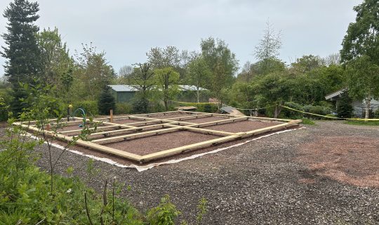Transfer frame in place ready for logs