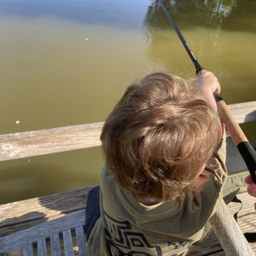 Fishing at Mill Meadow with my two year old