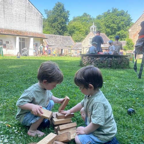 Boys playing with garden games at Fyne Court